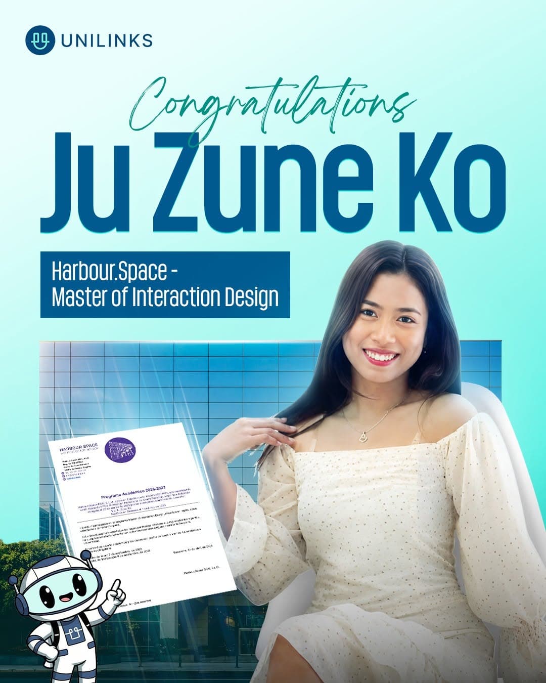 Ju Zune Ko — စာရင်းသွင်းပြီး at Harbour.Space Institute of Technology, Master of Interaction Design