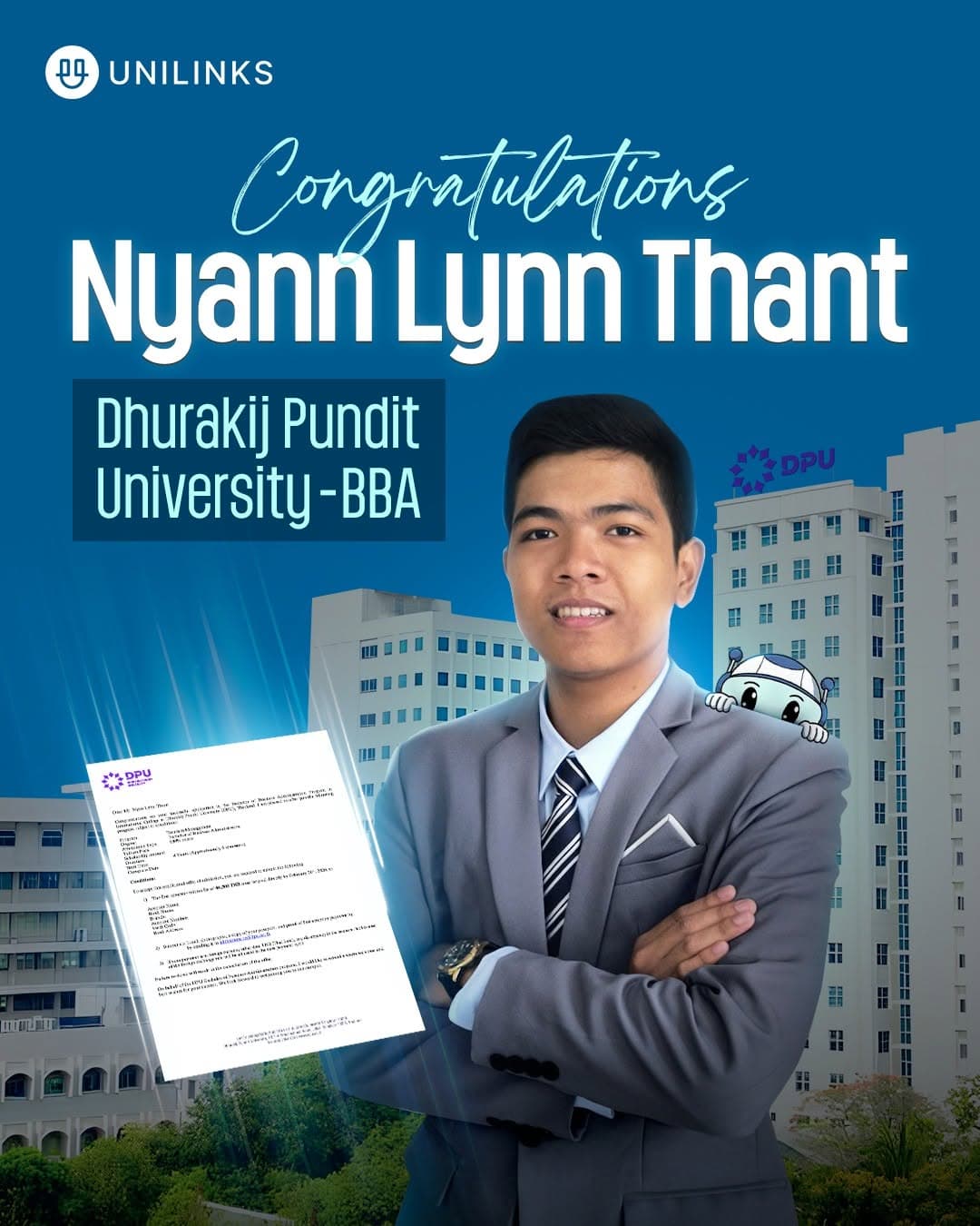Nyann Lynn Thant — စာရင်းသွင်းပြီး at Dhurakij Pundit University, Bachelor of Business Administration (BBA)